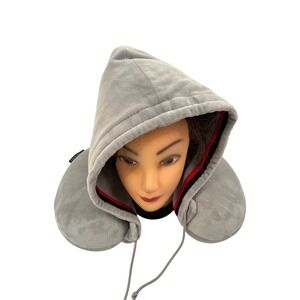High Sierra Hooded Travel Neck Pillow Grey Plush Hooded Travel Accessory Women